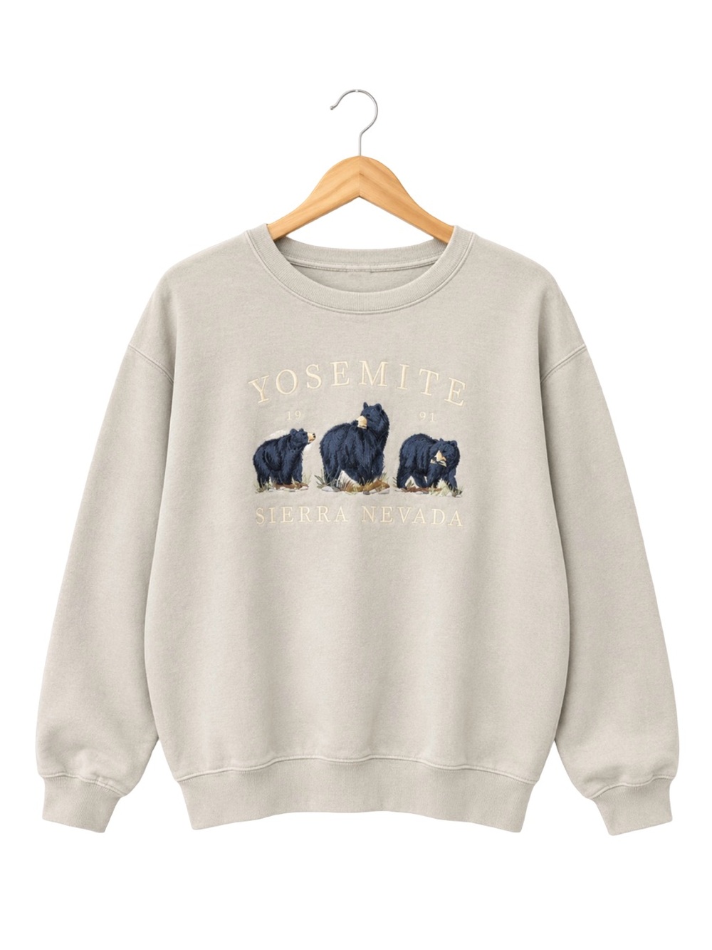 John Galt Brandy Melville Yosemite Crewneck Sweatshirt Embroidered Bear green OS